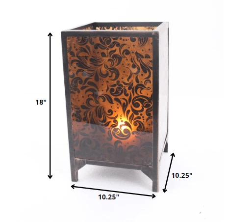 10.25 X 10.25 X 18 Brown Vintage Floral Pattern - Candle Holder - Homeroots - Flyclothing LLC