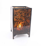 10.25 X 10.25 X 18 Brown Vintage Floral Pattern - Candle Holder - Homeroots - Flyclothing LLC