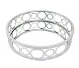 14" Silver Round Metal Geometric Vanity Tray - Homeroots - Flyclothing LLC