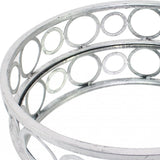 14" Silver Round Metal Geometric Vanity Tray - Homeroots - Flyclothing LLC