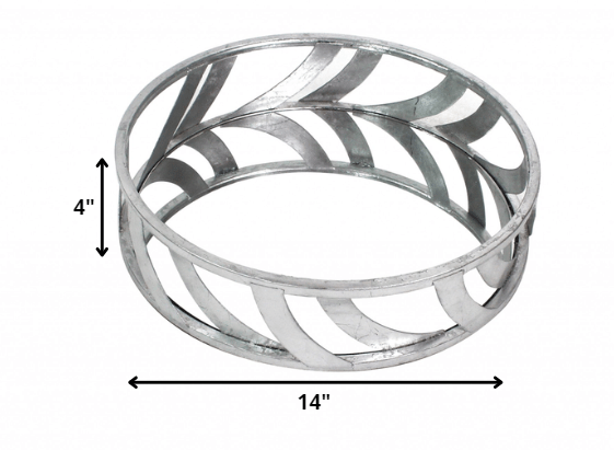 14" Silver Round Metal Geometric Vanity Tray - Homeroots - Flyclothing LLC