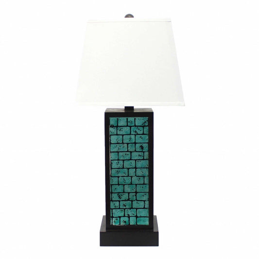 31" Black Metal Bedside Lamp With White Empire Shade - Homeroots