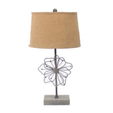 11 X 15 X 27.75 Tan Country Cottage With Blooming Flower Pedestal - Table Lamp - Homeroots - Flyclothing LLC