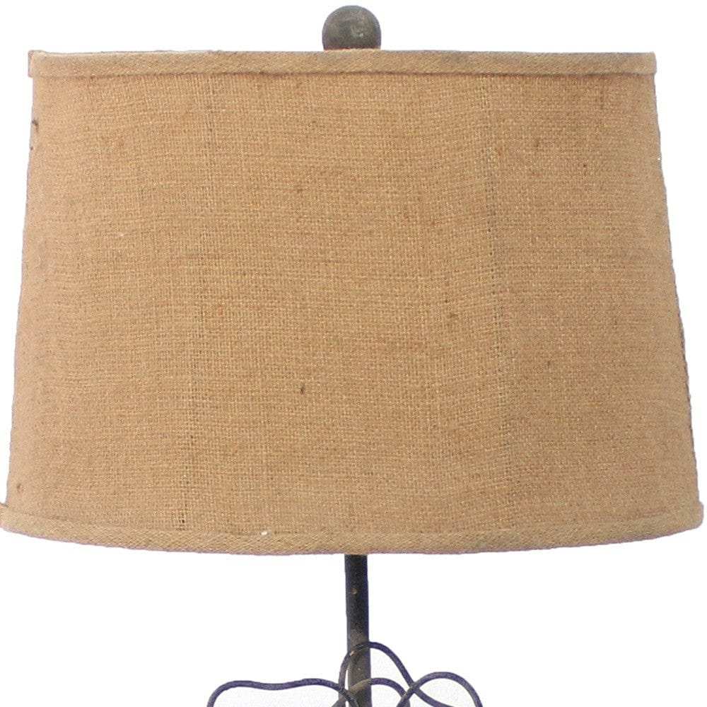 11 X 15 X 27.75 Tan Country Cottage With Blooming Flower Pedestal - Table Lamp - Homeroots - Flyclothing LLC
