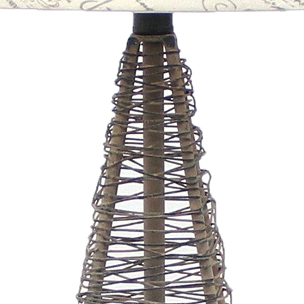 29" Gray Metal Geometric Bedside With White Text Drum Shade - Homeroots - Flyclothing LLC