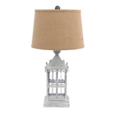 26" Gray Metal Table Lamp With Brown Drum Shade - Homeroots