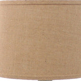 26" Gray Metal Table Lamp With Brown Drum Shade - Homeroots