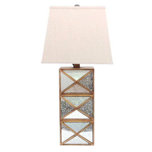 6.25 X 6.75 X 27.5 Gold Modern Illusionary Mirrored Base - Table Lamp - Homeroots - Flyclothing LLC