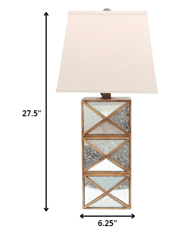6.25 X 6.75 X 27.5 Gold Modern Illusionary Mirrored Base - Table Lamp - Homeroots - Flyclothing LLC