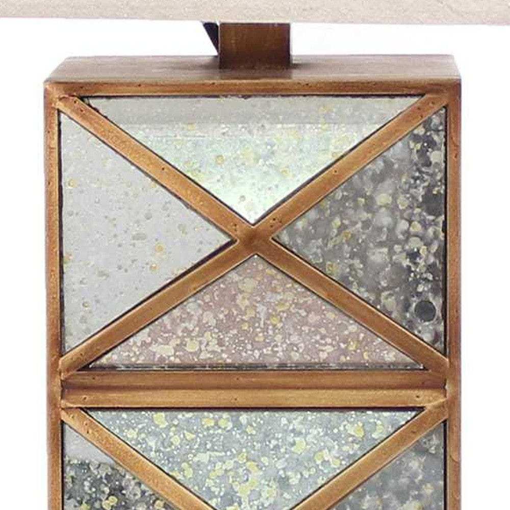 6.25 X 6.75 X 27.5 Gold Modern Illusionary Mirrored Base - Table Lamp - Homeroots - Flyclothing LLC