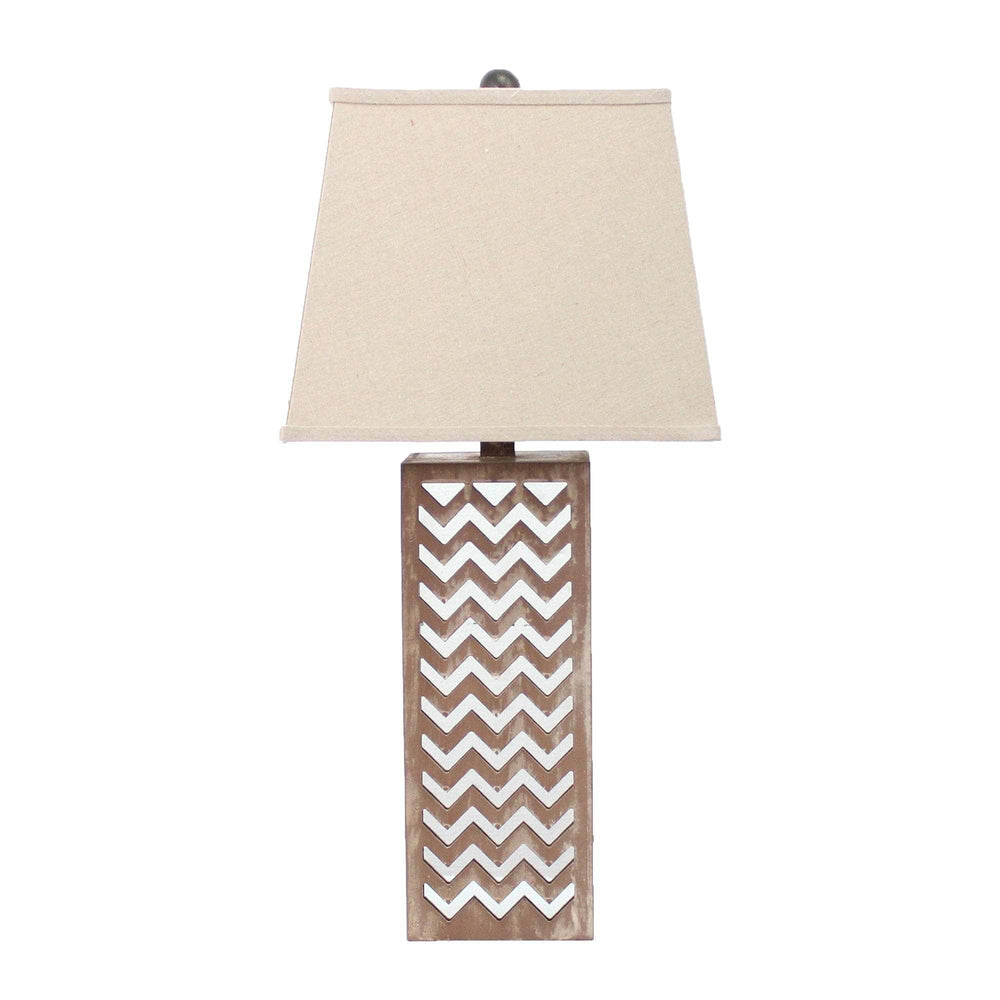 6 X 6 X 27.5 Tan Metal Mirror - Table Lamp - Homeroots - Flyclothing LLC