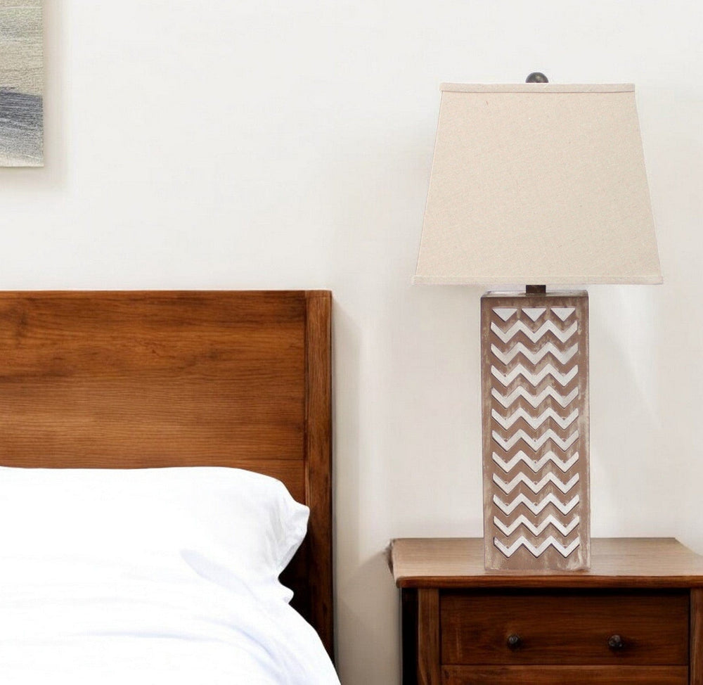 6 X 6 X 27.5 Tan Metal Mirror - Table Lamp - Homeroots - Flyclothing LLC