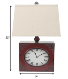 7 X 7 X 22 Red Vintage Metal Clock Base - Table Lamp - Homeroots - Flyclothing LLC