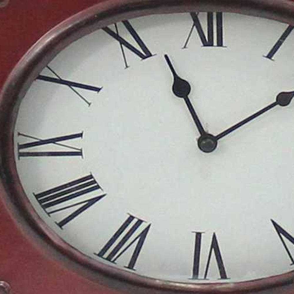 7 X 7 X 22 Red Vintage Metal Clock Base - Table Lamp - Homeroots - Flyclothing LLC