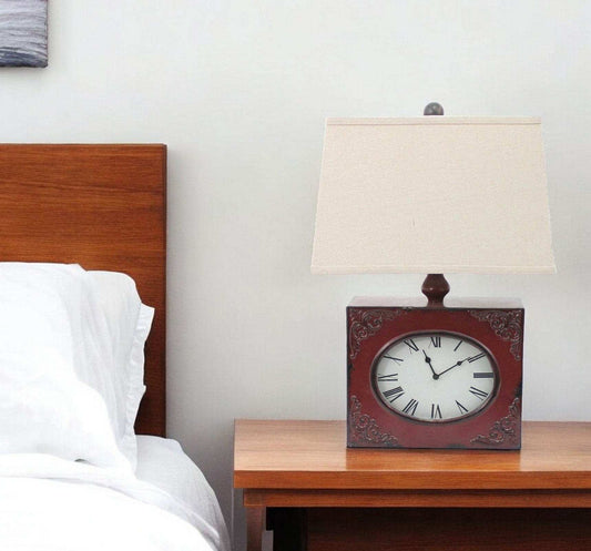 7 X 7 X 22 Red Vintage Metal Clock Base - Table Lamp - Homeroots - Flyclothing LLC