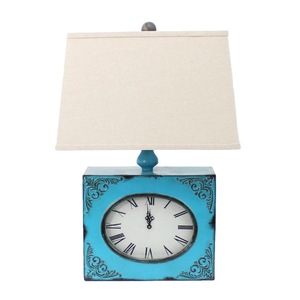 7 X 7 X 22 Blue Vintage Metal Clock Base - Table Lamp - Homeroots - Flyclothing LLC