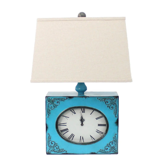 7 X 7 X 22 Blue Vintage Metal Clock Base - Table Lamp - Homeroots - Flyclothing LLC