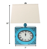 7 X 7 X 22 Blue Vintage Metal Clock Base - Table Lamp - Homeroots - Flyclothing LLC