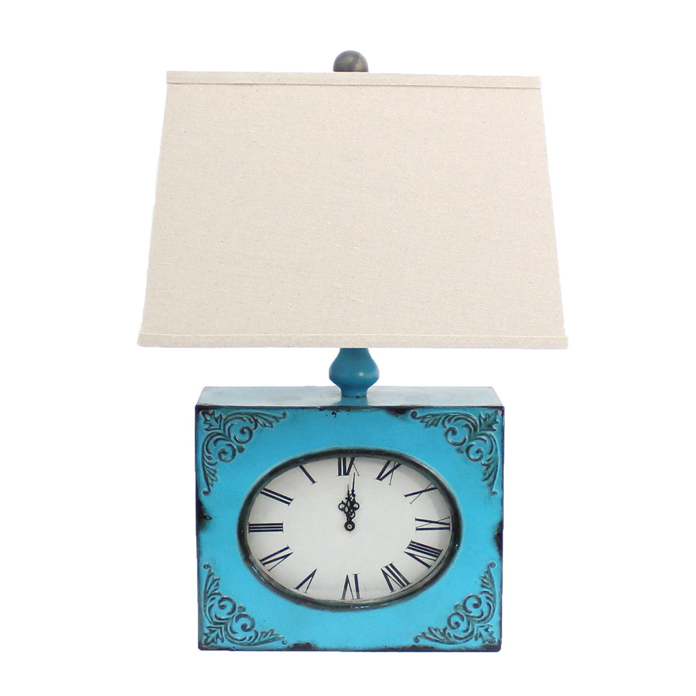 7 X 7 X 22 Blue Vintage Metal Clock Base - Table Lamp - Homeroots - Flyclothing LLC