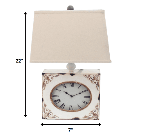 7 X 7 X 22 White Vintage Metal Clock Base - Table Lamp - Homeroots - Flyclothing LLC