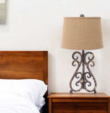 13 X 11 X 23.75 Bronze Vintage Metal Khaki Linen Shade - Table Lamp - Homeroots - Flyclothing LLC