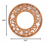 24" Brown Round Framed Accent Mirror - Homeroots - Flyclothing LLC