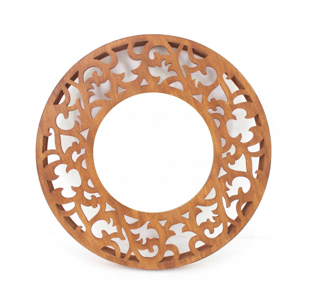 24" Brown Round Framed Accent Mirror - Homeroots - Flyclothing LLC