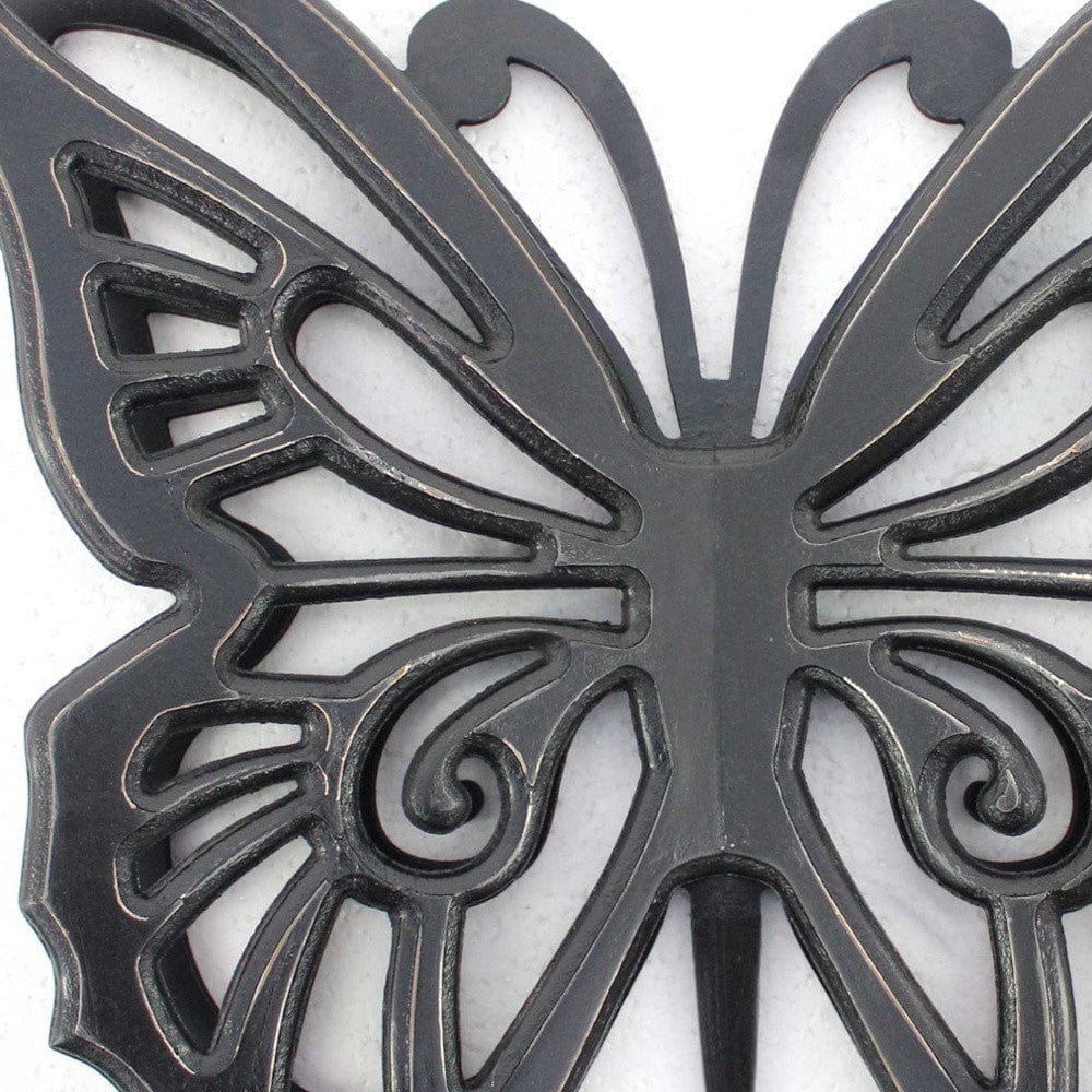 23" X 19" Black Rustic Butterfly Wooden Wall Decor - Homeroots - Flyclothing LLC