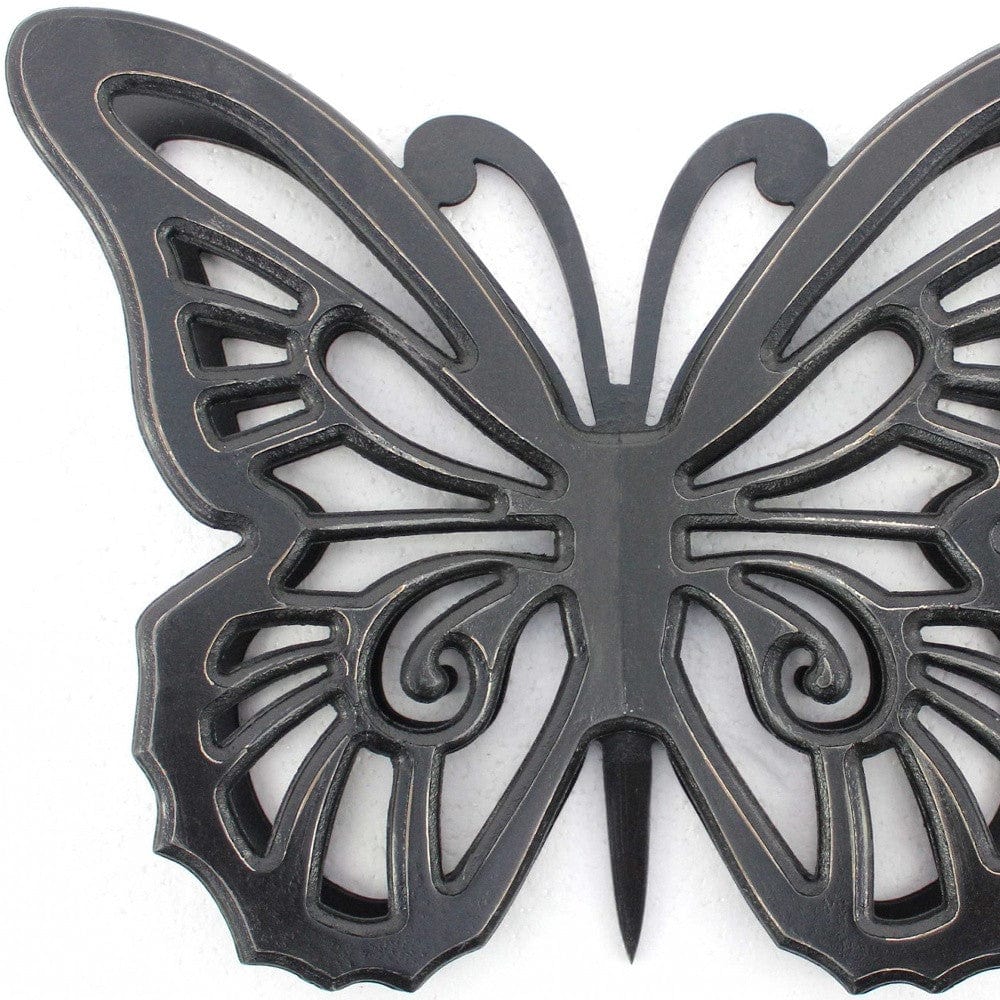 23" X 19" Black Rustic Butterfly Wooden Wall Decor - Homeroots - Flyclothing LLC