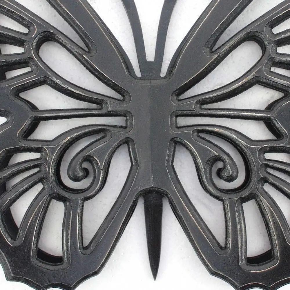23" X 19" Black Rustic Butterfly Wooden Wall Decor - Homeroots - Flyclothing LLC