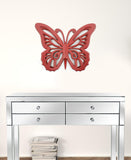 23" X 19" X 4" Red Rustic Butterfly Wooden Wall Decor - Homeroots - Flyclothing LLC