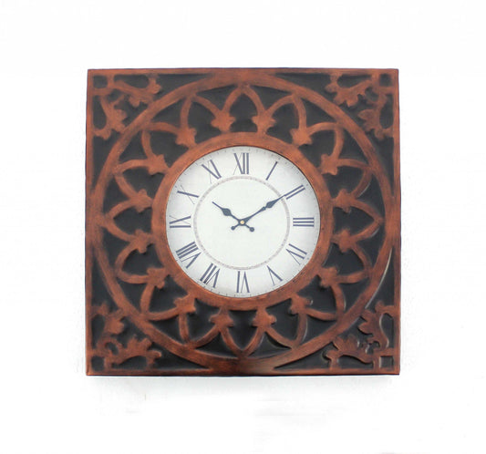 23" Square Bronze Glass Analog Wall Clock - Homeroots