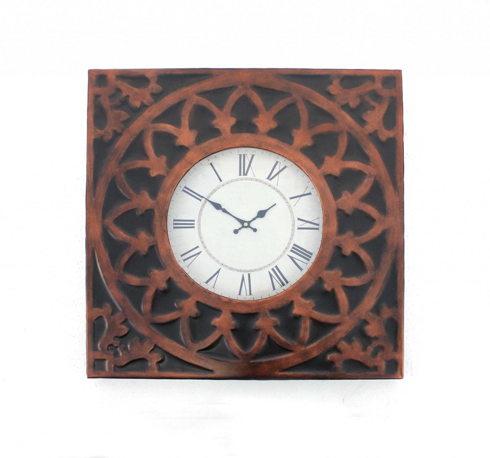 23" Square Bronze Glass Analog Wall Clock - Homeroots - Flyclothing LLC
