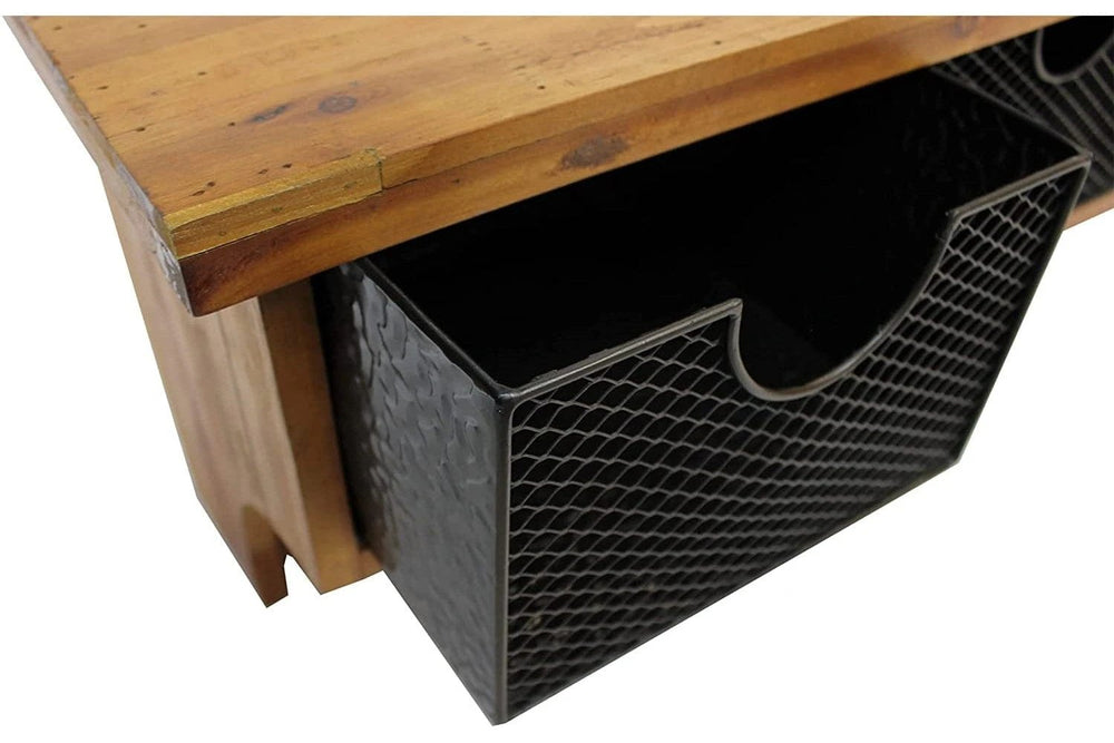 Brown Rustic Wooden Wall Shelf With 3 Drawers And Hooks - Homeroots - Flyclothing LLC