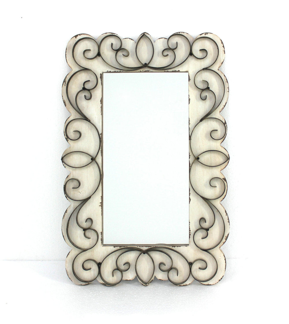 White Framed Accent Mirror - Homeroots - Flyclothing LLC