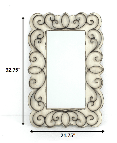 White Framed Accent Mirror - Homeroots - Flyclothing LLC