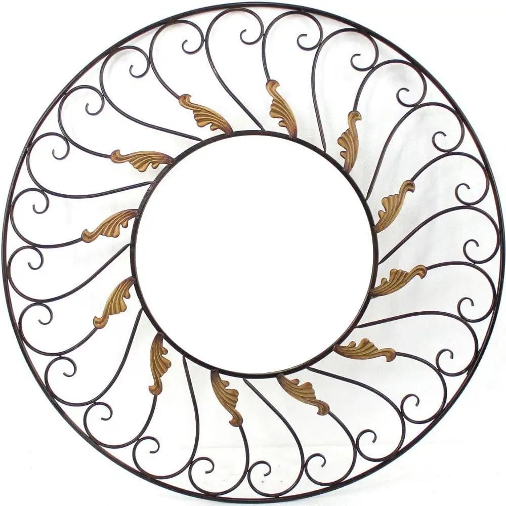 Bronze Round Accent Metal Mirror - Homeroots - Flyclothing LLC