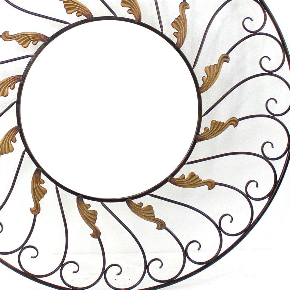 Bronze Round Accent Metal Mirror - Homeroots - Flyclothing LLC