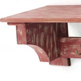 8 X 30 X 9.75 Red Vintage Wooden 4 Metal Hooks - Wall Shelf - Homeroots - Flyclothing LLC