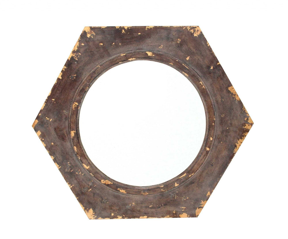 Bronze Hexagon Accent Mirror - Homeroots - Flyclothing LLC