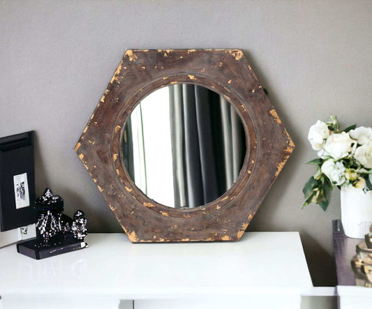 Bronze Hexagon Accent Mirror - Homeroots - Flyclothing LLC