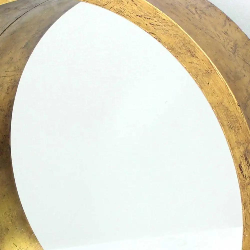 36" Gold Round Wood Framed Accent Mirror - Homeroots - Flyclothing LLC