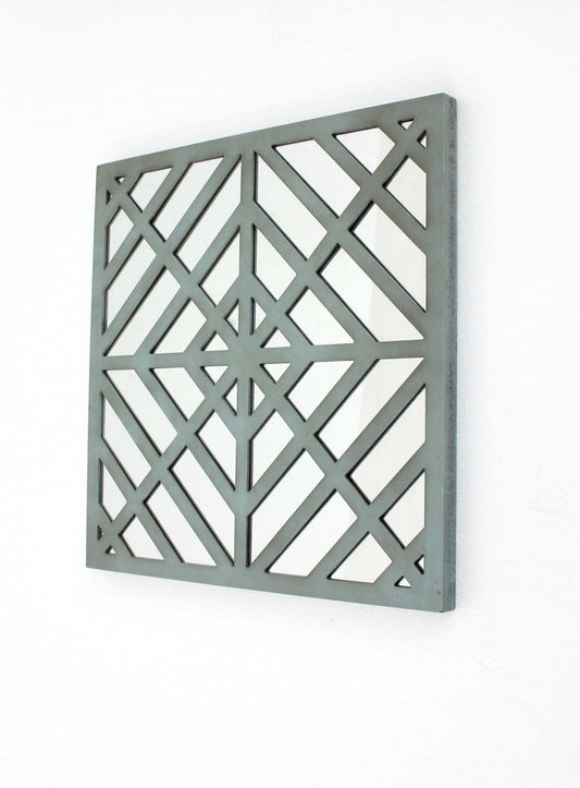 24" X 24" X 1" Blue Mirrored Square Wooden Wall Decor - Homeroots