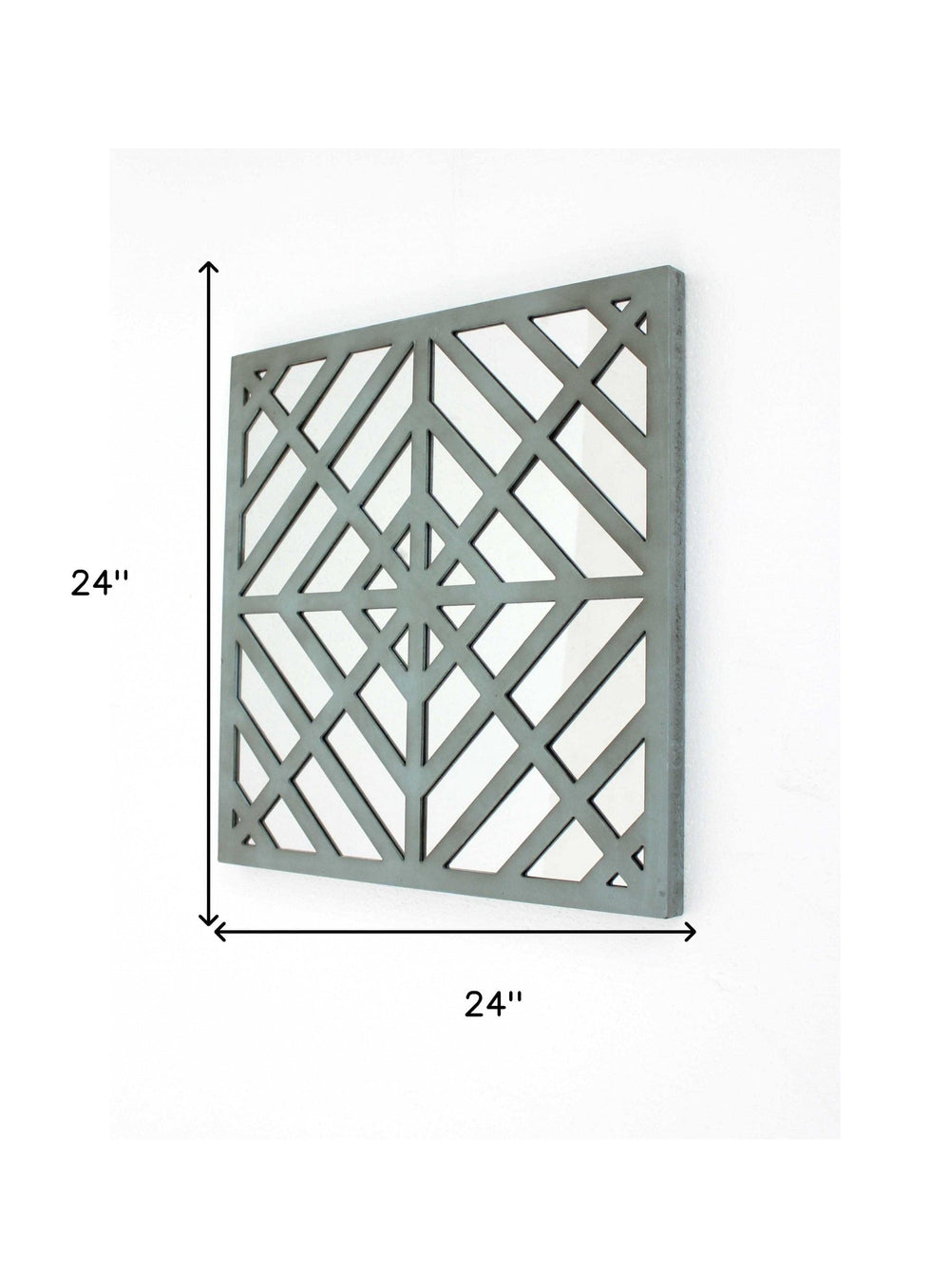 24" X 24" X 1" Blue Mirrored Square Wooden Wall Decor - Homeroots - Flyclothing LLC