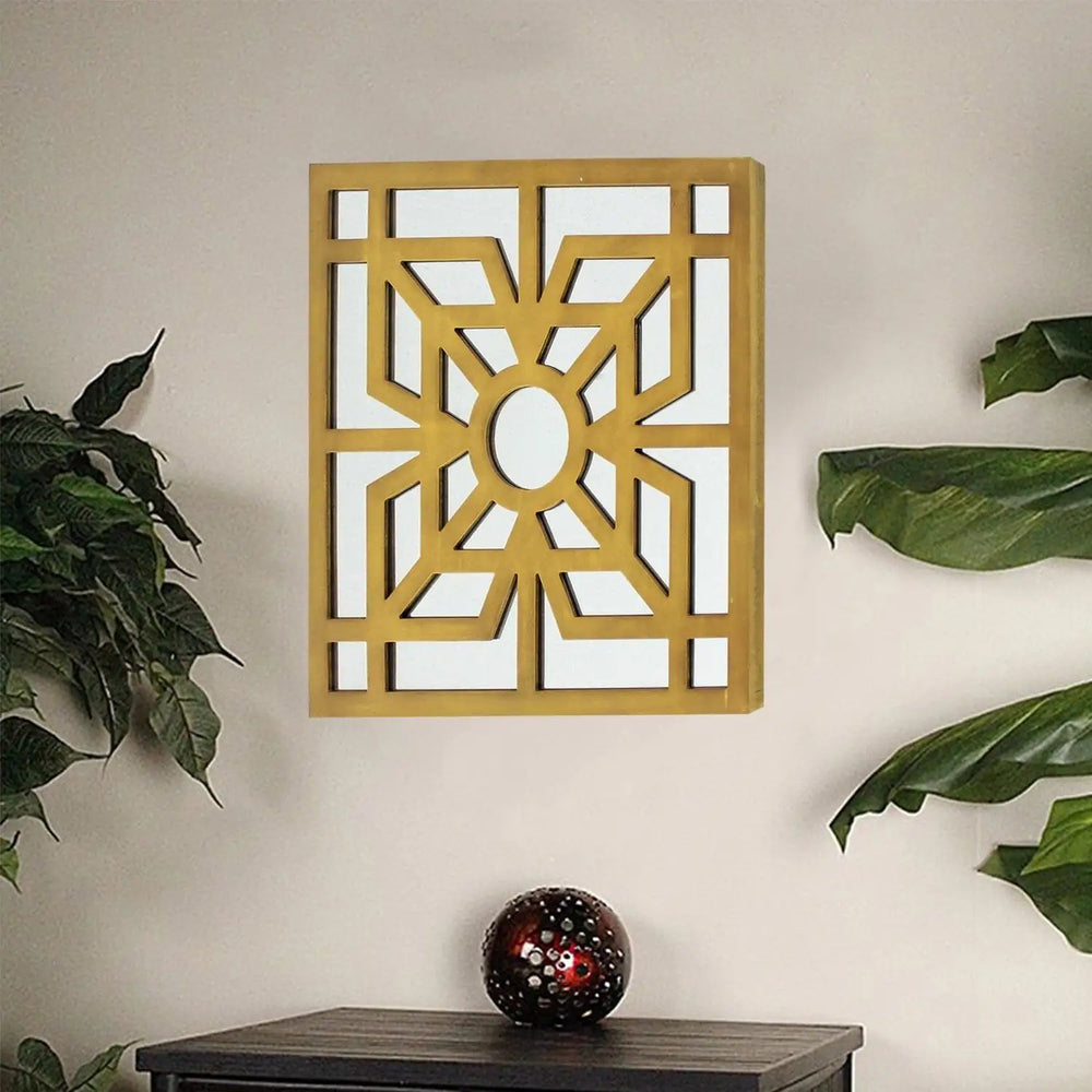 24" X 24" X 1" Bright Gold Mirrored Wooden Wall Decor - Homeroots - Flyclothing LLC