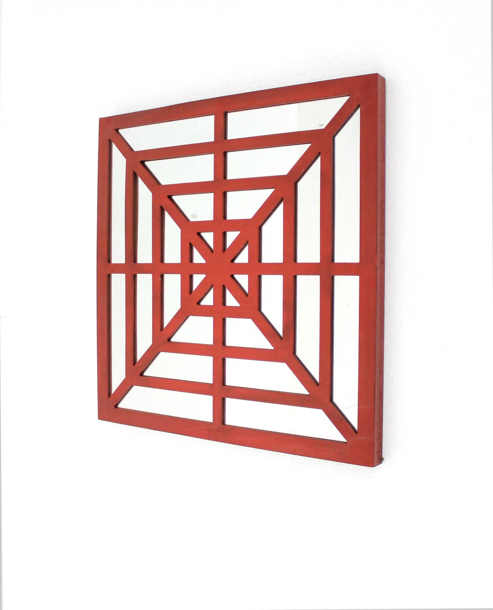 24" X 24" X 1" Red Mirrored Wooden Wall Decor - Homeroots - Flyclothing LLC