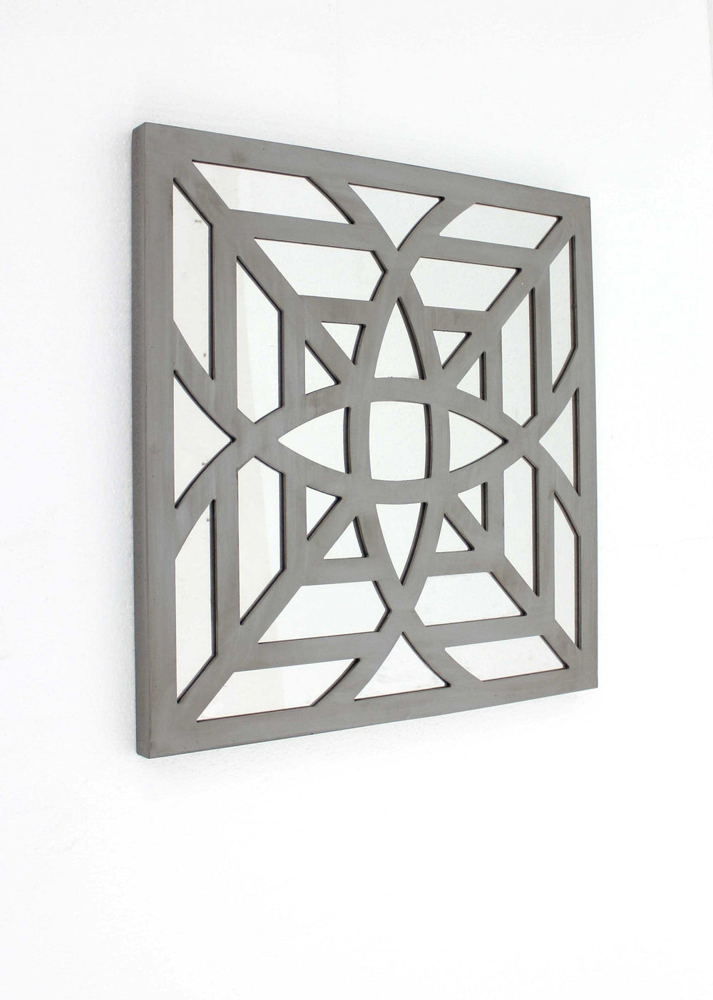 24" X 24" X 1" Gray Mirrored Square Wooden Wall Decor - Homeroots - Flyclothing LLC