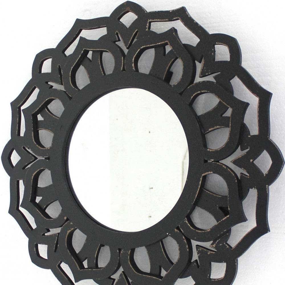 Black Round Accent Mirror - Homeroots - Flyclothing LLC