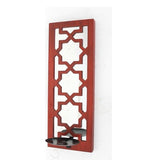 17" X 5" X 6" Red, Wooden Cross - Candle Holder Sconce - Homeroots - Flyclothing LLC