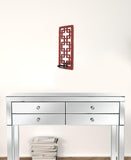 17" X 6" X 5" Red, Vintage Wood, Lattice Mirror - Candle Holder Sconce - Homeroots - Flyclothing LLC